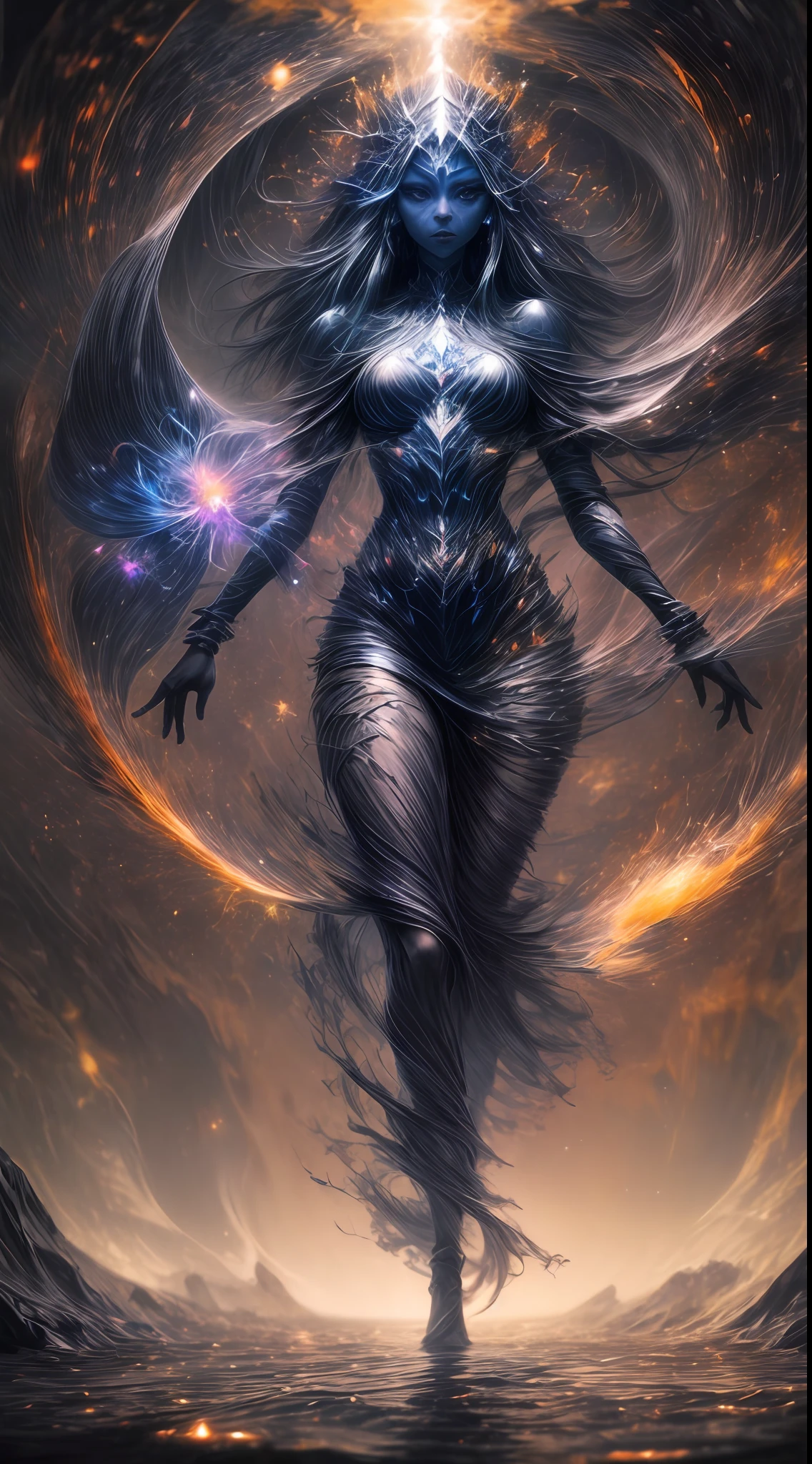 "An ethereal journey through the mysterious void, where darkness and light intertwine in a mesmerizing display of cosmic beauty."