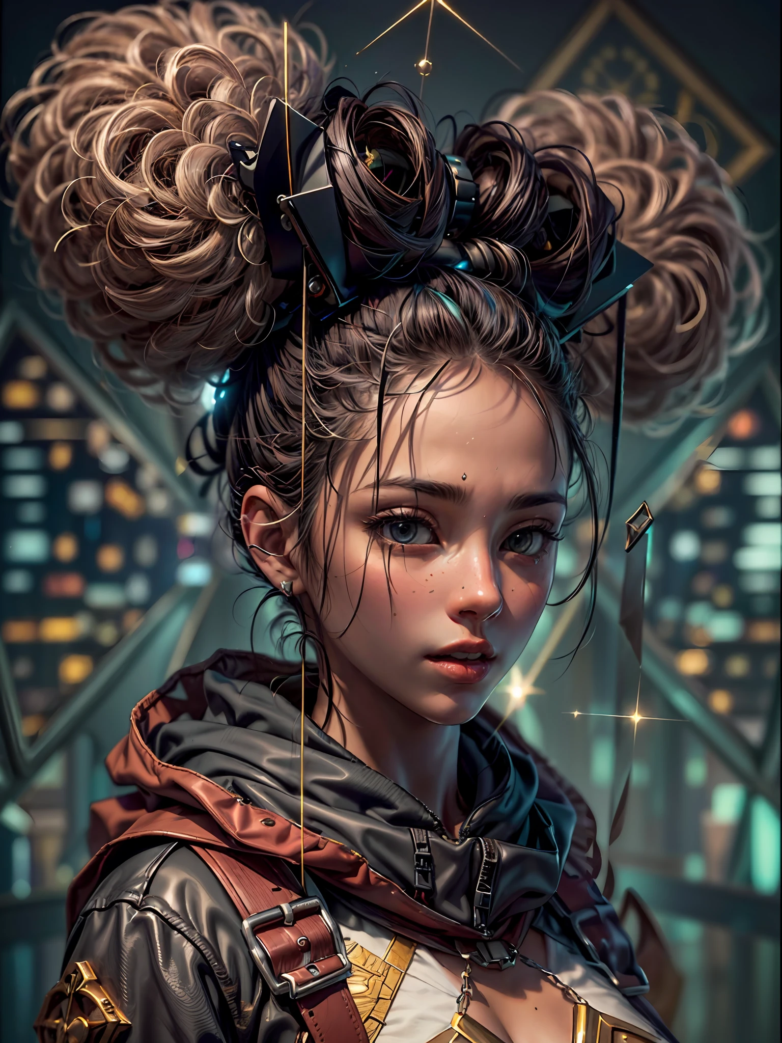 ((((adorable,captivating,enchanting,female)))),(top buns),((wearing hood,wearing leggings,wearing miniskirt,wearing backpack)),((wearing boots,wearing gloves,wearing blades)), (((fuzzy-logic, psychenautics, mysticism, urban-gothic, psychonaut, sci-fi, hi-fi, abstracted, quasi-organic, sacred geometrics, biomechanics, alchemical, isometrics))), (((most beautiful images in existence))), (masterpiece), (masterwork), ((top quality)), ((best quality)), ((highest quality)), ((high fidelity)), ((highest resolution)), ((highres)), ((hyper-detailed)), (((detail enhancement))), ((deeply detailed)), unity 8k, unreal 8k, octane render, awe inspiring, breathtaking, hdr, uhd, hdr, fhd, meticulous, intricate, intimate, nuanced, award winning, (((most beautiful artwork))), photon mapping, ray tracing, film grain, depth of field