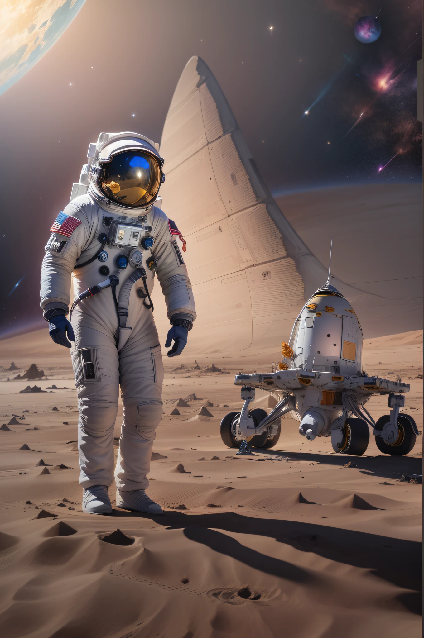 astronauta con cara de extraterrestre alienigena venido de un planeta desconocido en su spacecraft.