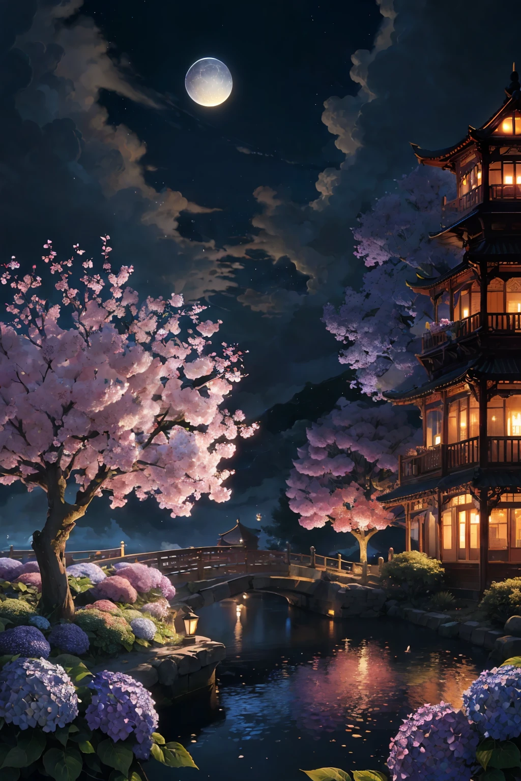 paint (strokes)+, atmosphere, intricate, clouds, aspect ratio 1:1, raytracing, Bokeh, smooth, (colorful), (detailed complex busy background: 0.8), hydrangea, repair drones, (night:1.4), Sharp Eyeliner, intricate details, hand on Chinese sword, beautiful, flat illustration, scenery, detail love, (ultra-detailed), day, photon mapping, ((intricate details)), ship wake, (The Peach Tree), crowd,