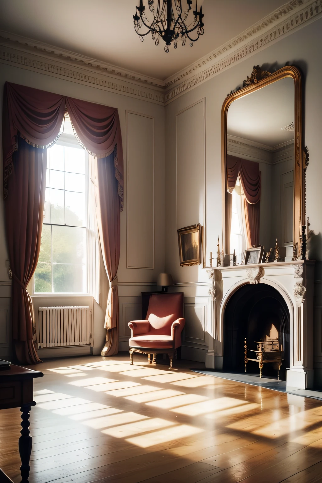 Regency period drawing room of large English stately home interior view