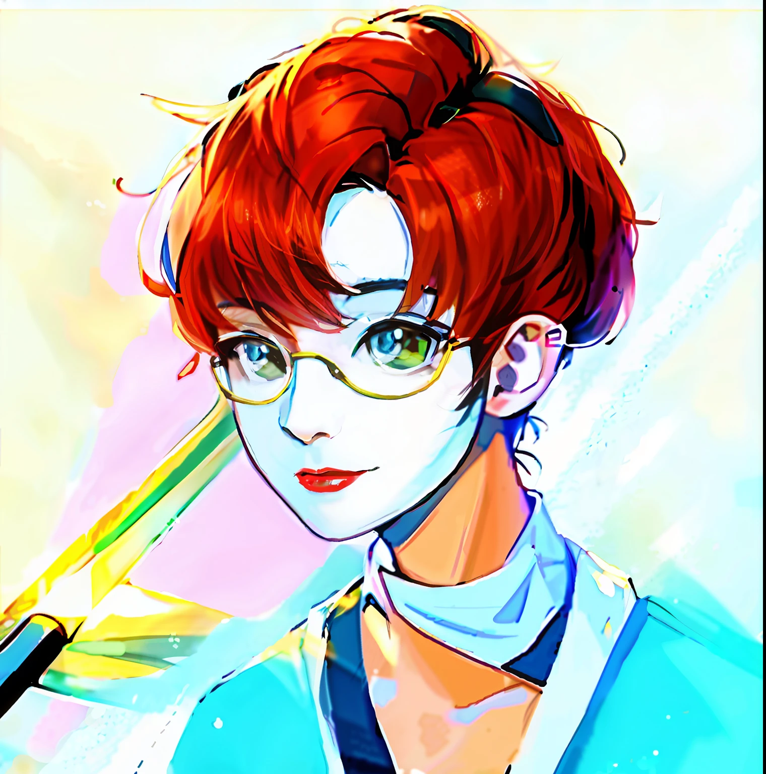 Smiling,tennis racket,Holding a giant panda ,Bust avatar,Two-dimensional cartoon watercolor style