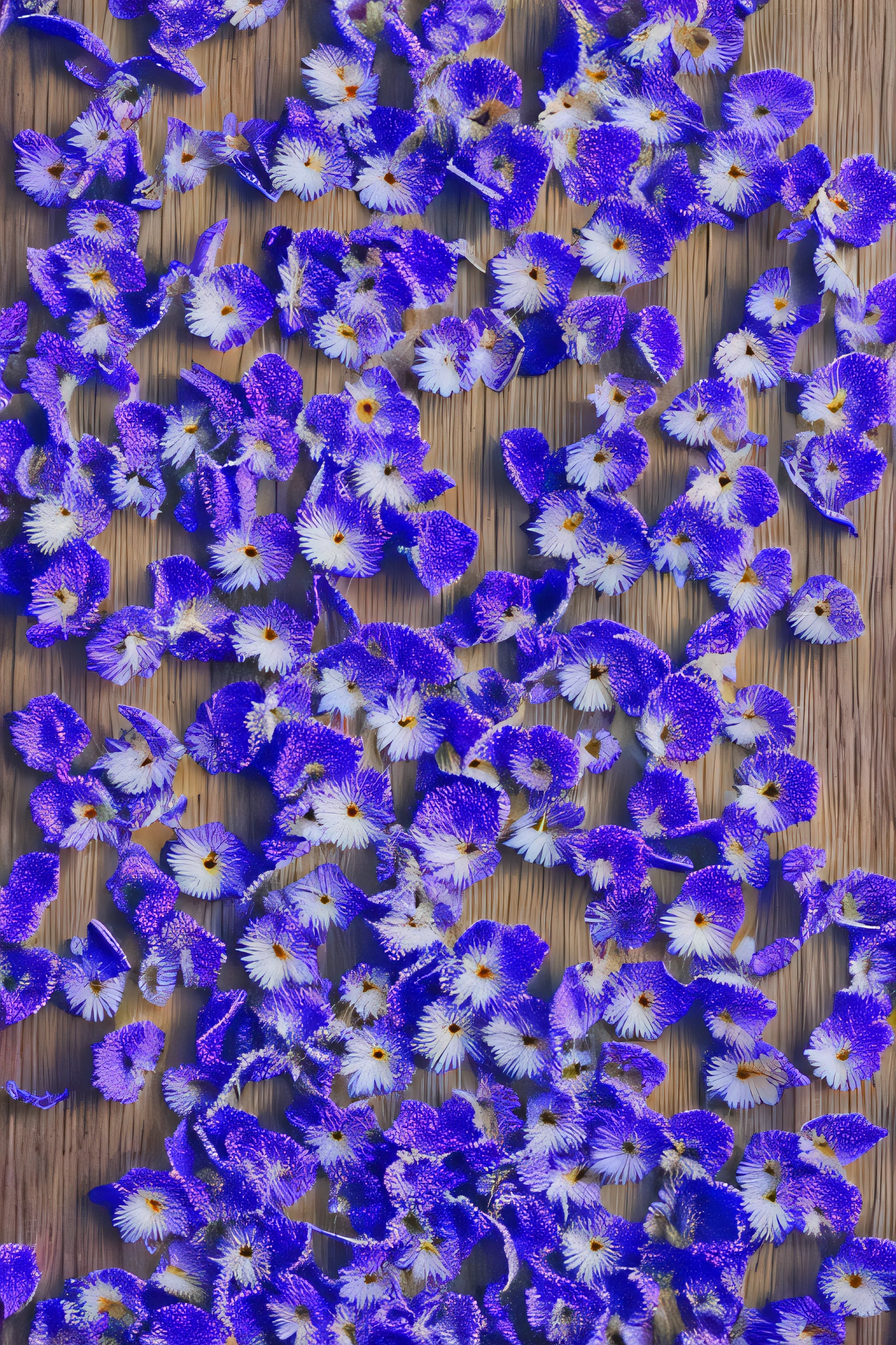 Top view "uma obra-prima de alta qualidade, com detalhes hiperrealistas, Top view  [1]flor azul em um fundo azul vibrante. The blue petals are represented to perfection, transmitindo um senso de realismo. Photography is done with fine-grained Fujifilm, adding more texture and depth to the image."
