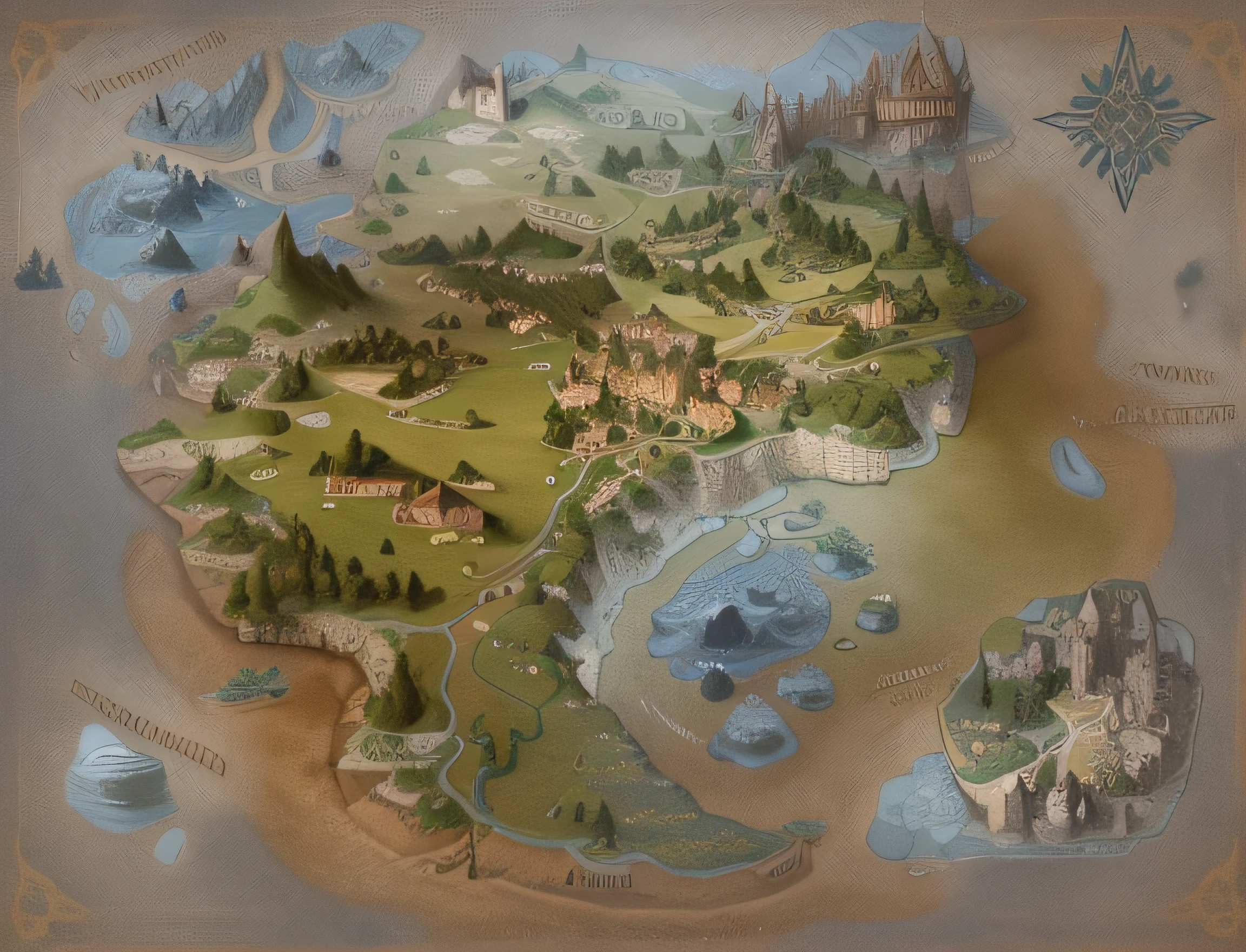 Mapa medieval, totalmente limpo sem nomes, com continentes