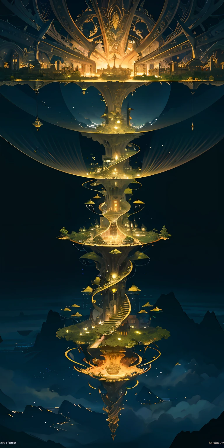Many islands suspended in the air,, city, fantasy, magical plant growth, extreme detail, realistic light, epic composition, (intricate detail), (intricate design, ultra-detail: 1.2), art station, (masterpiece , best quality), Ultra HD, 32k --v 6