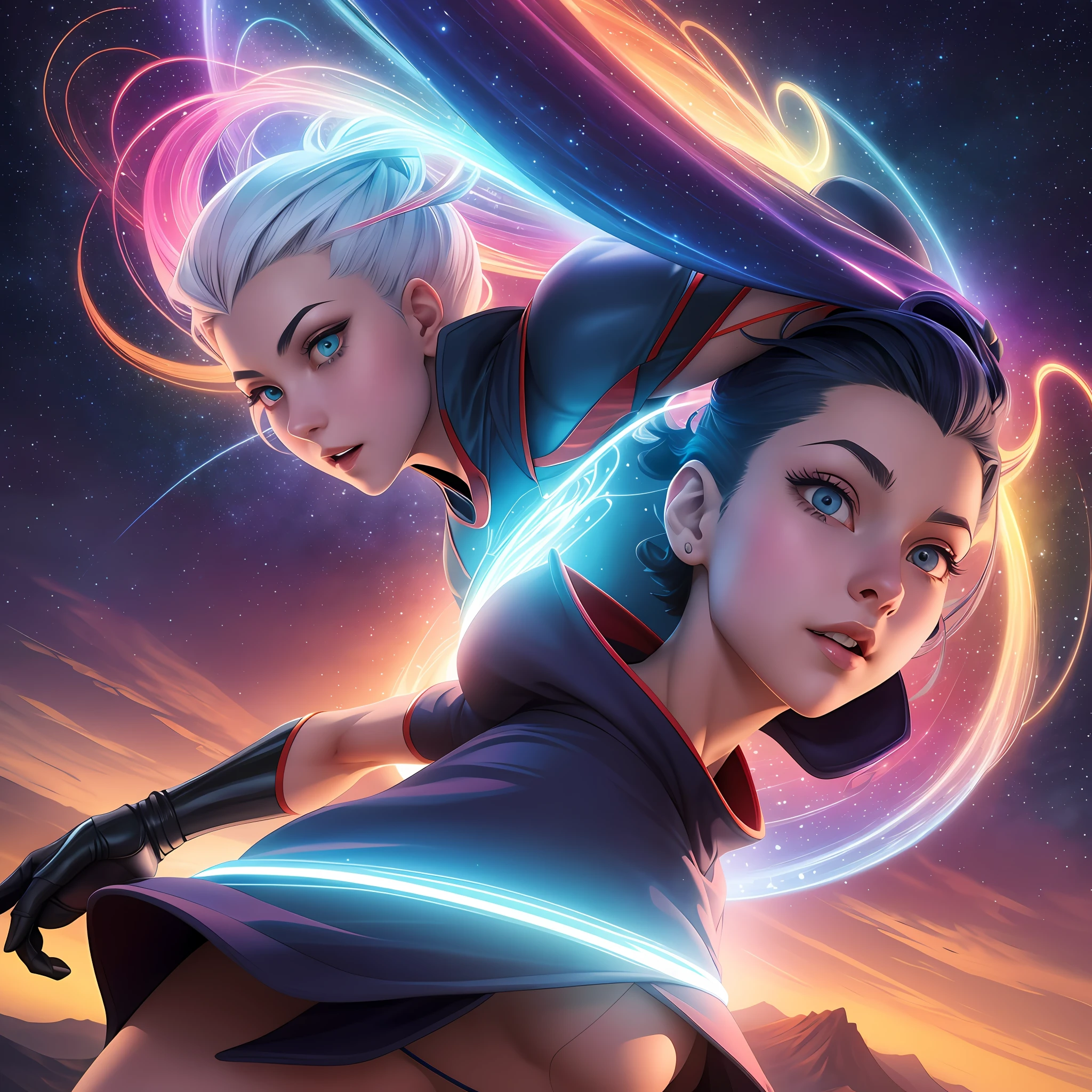 anime poster /(compositing)/,(Colouring, dynamic pose), beautiful detailed cosmic eyes ,rosto bonito e detalhado, Olhando para o Viewer, garota ,intrincadas roupas medievais, cabelos azuis, corte de cabelo longo elegante , determinado, Fundo medieval da rua, ,warm lighting, quebrar
| beautiful night sky | photo manipulation| beautiful composition, colorido e vibrante, exotic colors, contemporary impressionism, Yanjun Cheng pintura retrato, tonalidade iridescente, Vista em perspectiva 3/4, rosto bonito, lowangle),UHD, HDR, 8k, (obra-prima:1. 5), Tema escuro