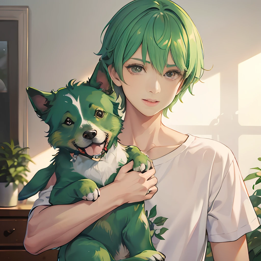 Dog sucking mango