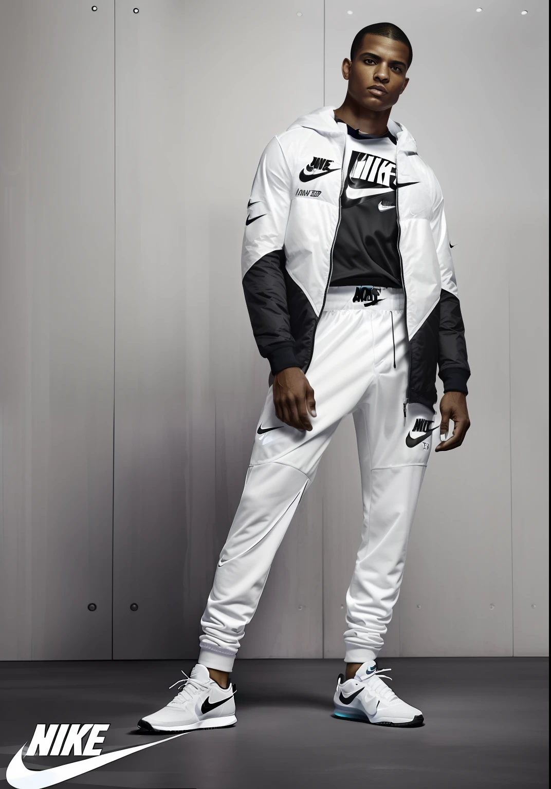 (((capa de revista NIKE: 1.3))) a black model and a white man Nordic facial features (posando juntos:1.3) elegantes para foto editorial de (((capa de revista Nike: 1.5))), wearing winter coat and pants set (estilo corta vento) (Nike:1.2), ((logo Nike perfeito ultra detalhada: 1.1)) casaco com recortes ultra moderno (cores em contrastes:1,2), cores vividas intensa, detalhado, costuras detalhadas, acabamentos ultra detalhados, aspecto de fofo, detalhes intrincados, foto estilo editorial de capa de revista da ((Nike:1.2)), alta moda, aplique ambiente editorial, obra prima, mais alta qualidade, ultra detalhado, highes definition, ( ultra realista: 1.2 ), ( foto realista: 1.2 ), ( UHD 8K )