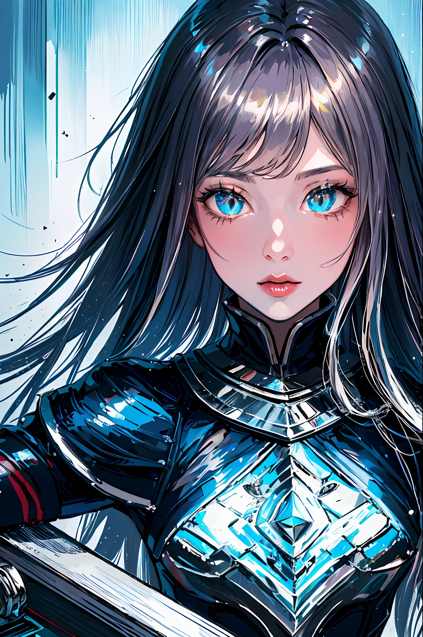 (masterpiece, top quality, best quality, official art, beautiful and aesthetic:1.2), cateyes,1girl, solo, armour, magic, light particles, upper body, extreme detailed, highest detailed, optical mixing, playful patterns, lively texture, unique visual effect