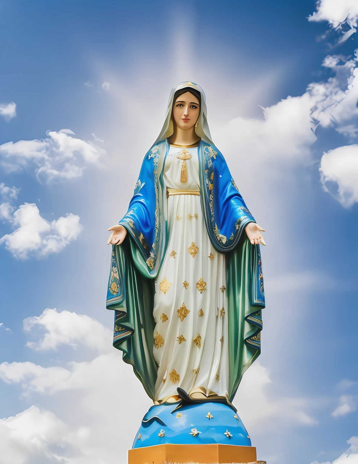 (((Blessed Virgin Mary))) Obra maestra, (La mejor calidad: 1.2), (super fine: 1.2), illustration, (extremadamente delicado y hermoso: 1.2), movie angle, flotante, (Hermoso ojo de detalle: 1.1), (detalle luz: 1.1), Movie Lights, Cielo delicado, ojos azules, (Cola de caballo alta: 1.1), capa, ojuelos, (luna: 1. 2), (Luz de la luna: 1.1), cielo estrellado, (light particles: 1.1) dibujo, flor. (Obra maestra), (La mejor calidad), (fotorrealista:1.3), 8k, Textura detallada de la piel, Textura detallada de la tela, Hermosa cara detallada, Detalles intrincados, Ultra detallado (cuerpo de cuerpo entero:1.2)