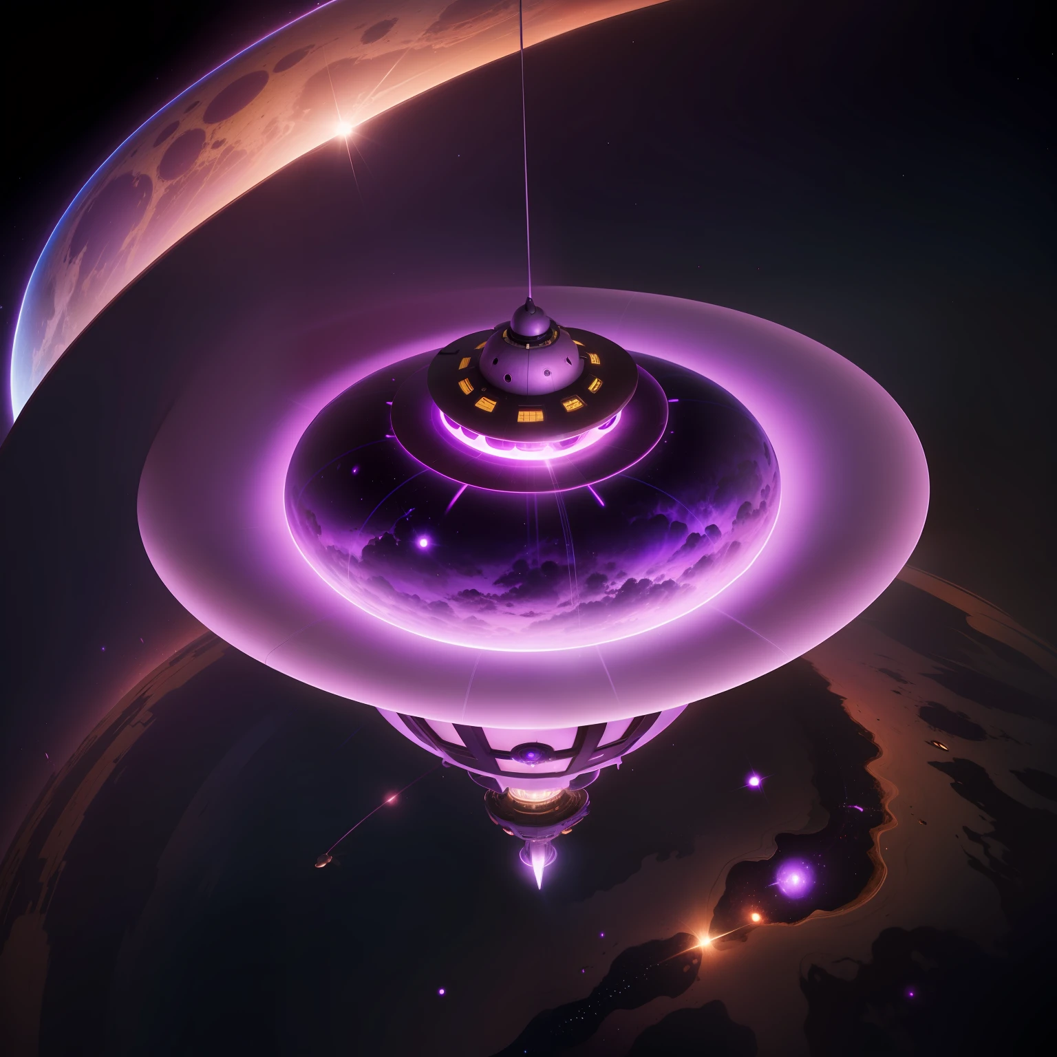 Purple flying saucer, concept art,4k