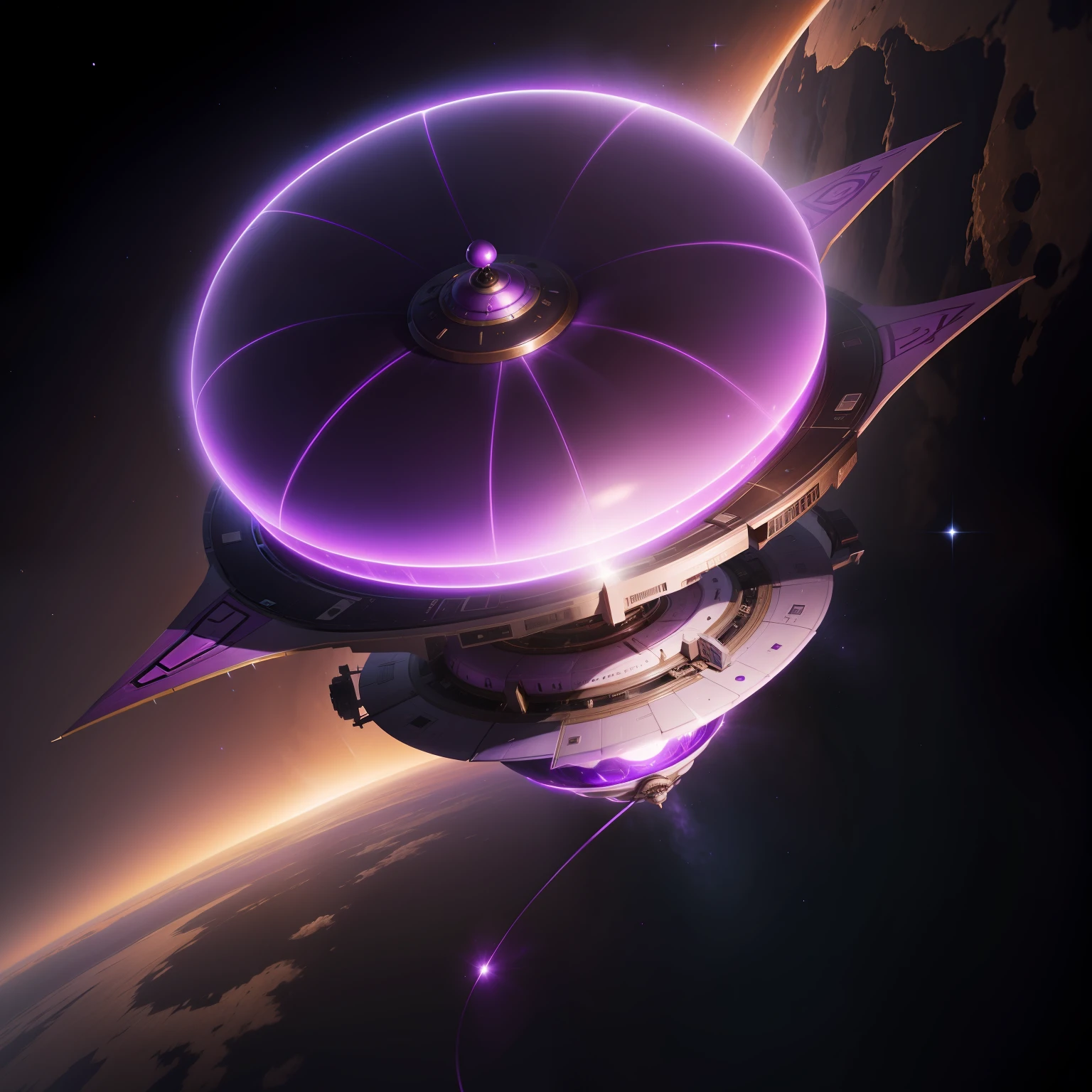 Purple flying saucer, concept art,4k