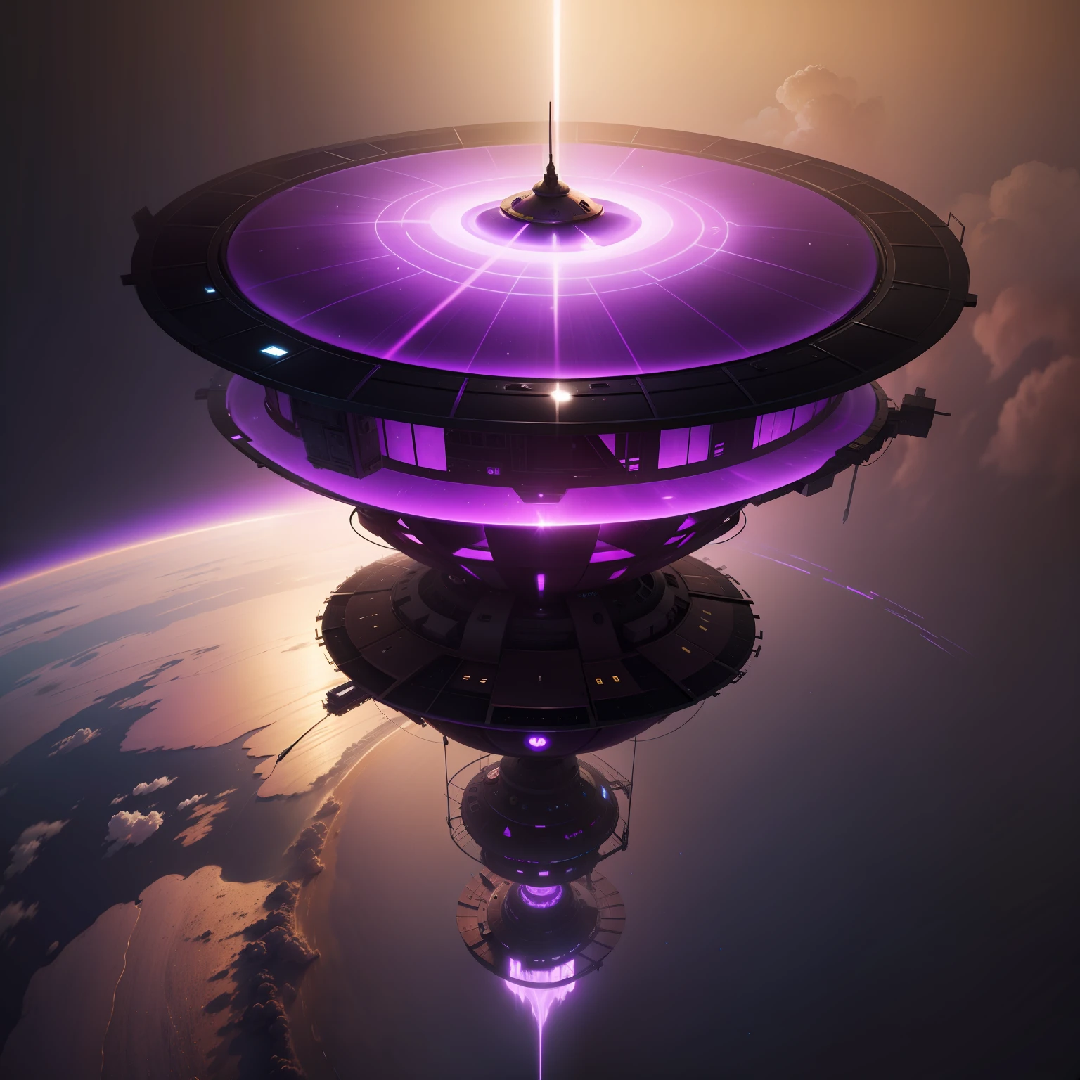 Purple flying saucer, concept art,4k