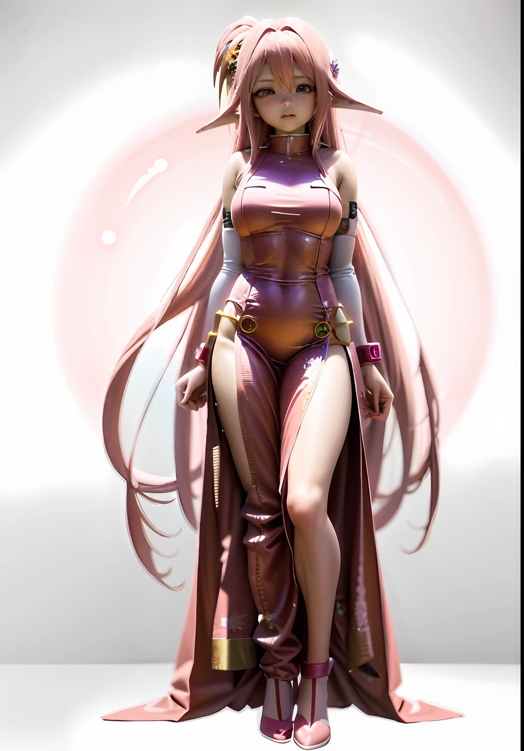 Cartoon girl with long hair in pink dress, humanoid pink female squid girl, !!Full body portrait!!, cell shaded adult animation, sakura haruno, render of april, Sakura Haruno, loli in dress, female anime character, female human body whole body, ( highly detailed figure ), neutral pose, yayoi kasuma, full bodyesbian!!