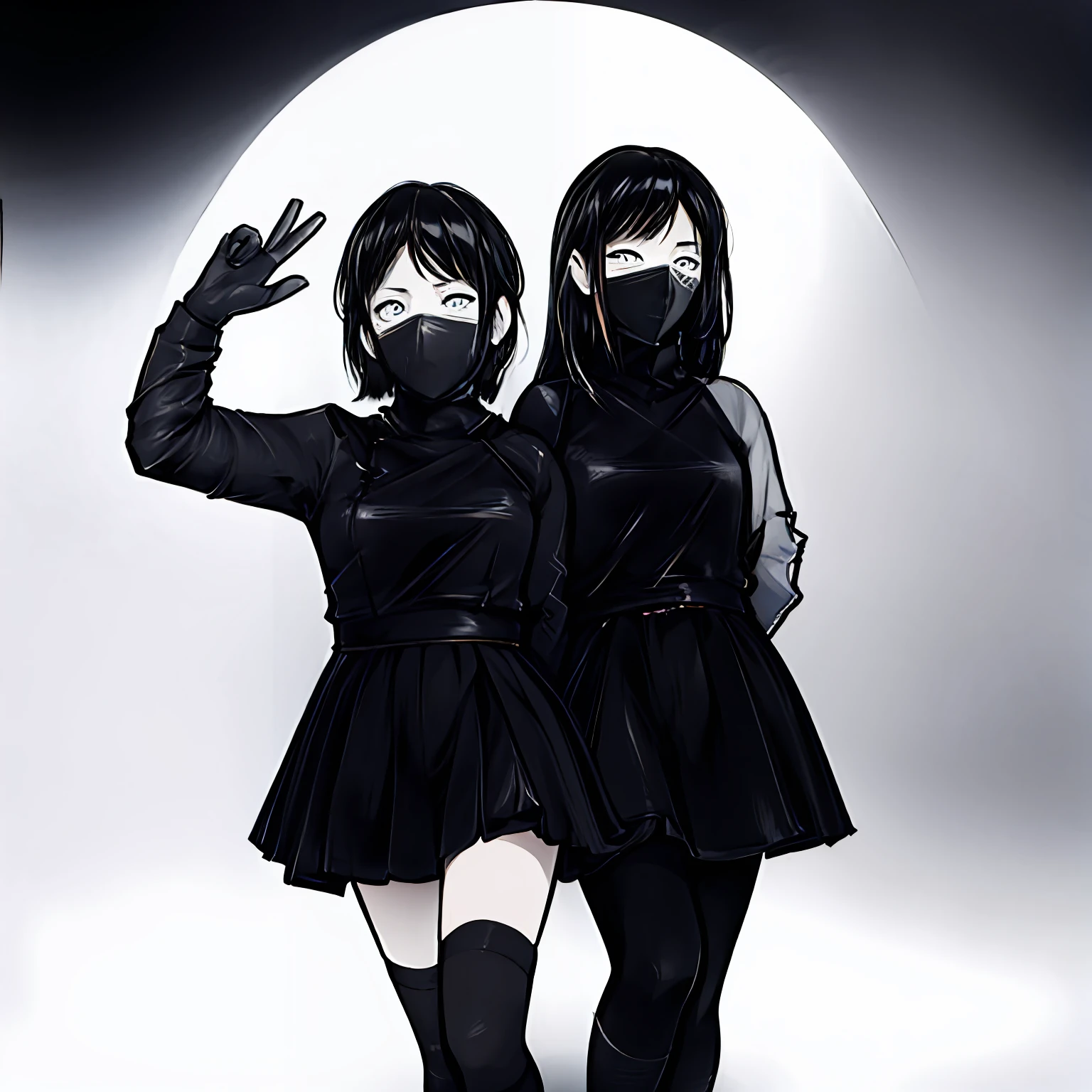Girl wearing a hanya mask, illustrated by Akihito Yoshitomi