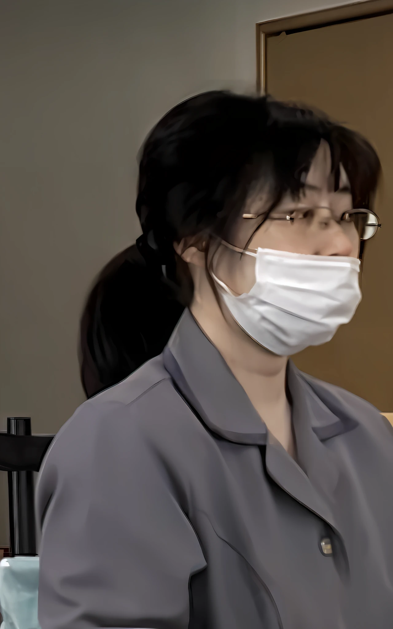 Woman in grey shirt and mask stands in front of box, shinsui ito, 奈良美智, chiho, mitsumayo, Sui Ishida, harumi, Kiyoko Suzuki, Fubuki, tsugumi ohba, nishimiya shouko, narumi kakinouchi, Yuuki Hagure