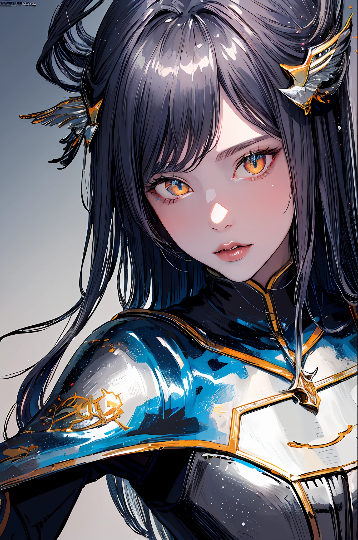 (masterpiece, top quality, best quality, official art, beautiful and aesthetic:1.2), cateyes,1girl, solo, armour, magic, light particles, upper body, extreme detailed, highest detailed, optical mixing, playful patterns, lively texture, unique visual effect