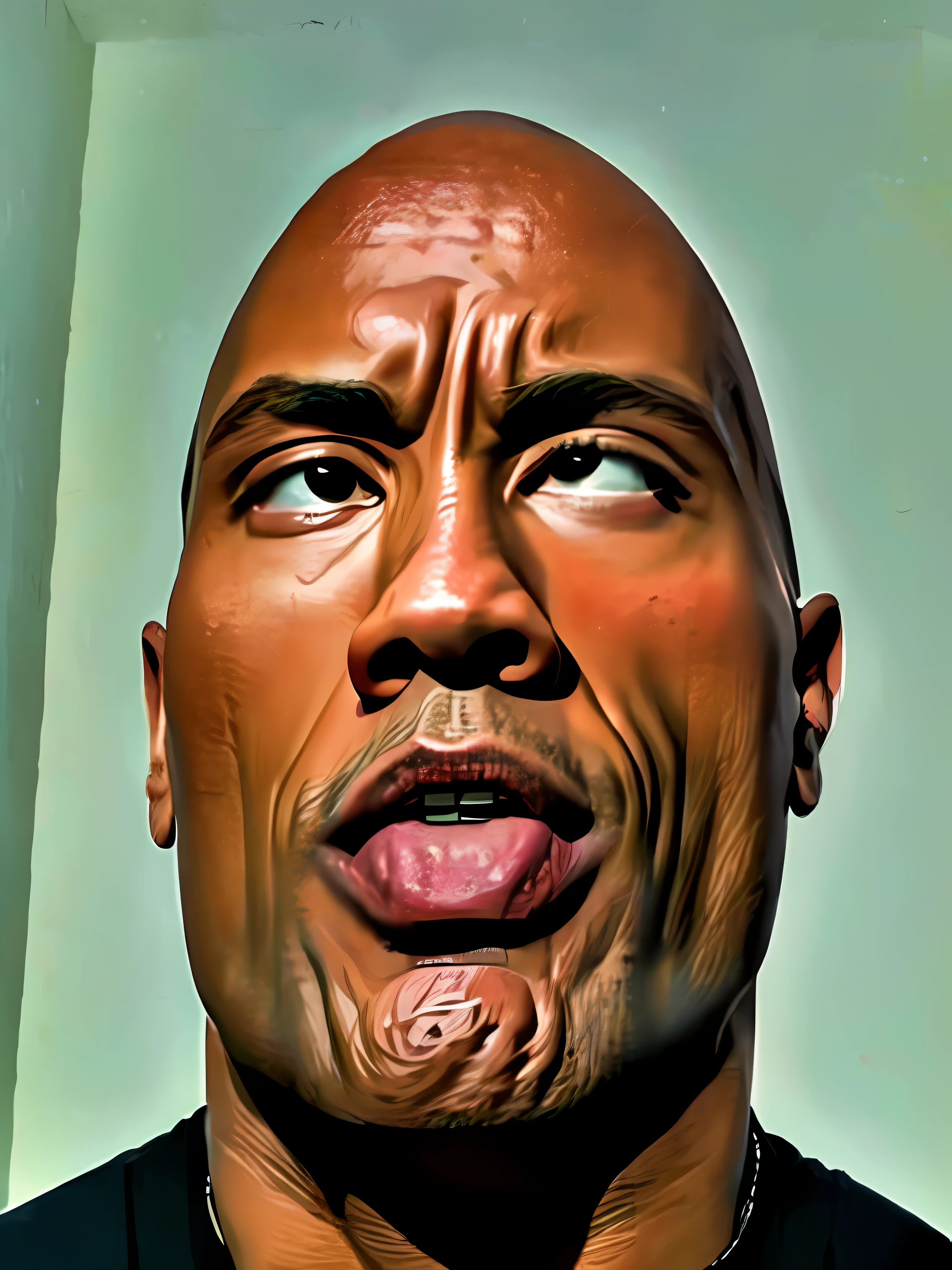 The rock faisant un visage ahegao
