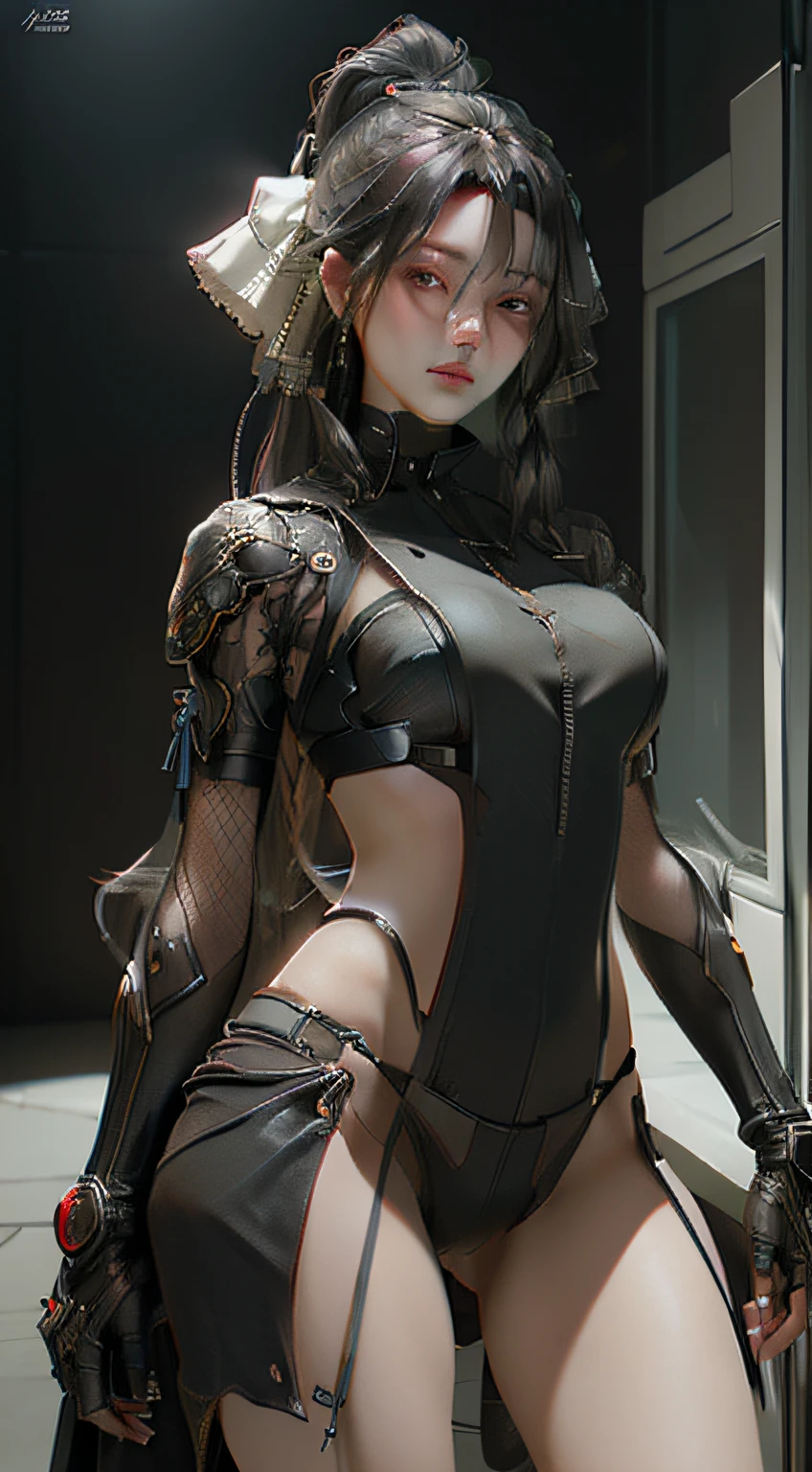 ((best qualtiy)), ((tmasterpiece)), (the detail:1.4), 3D, A beautiful cyberpunk female image,Black lace panties，cabelos preto e longos，HDR（HighDynamicRange）,Ray traching,NVIDIA RTX,Super-Resolution,Unreal 5,Subsurface scattering、PBR Texture、post-proces、Anisotropy Filtering、depth of fields、maximum definition and sharpness、Many-Layer Textures、Albedo e mapas Speculares、Surface Coloring、Accurate simulation of light-material interactions、perfectly proportions、Octane Render、Two-colored light、largeaperture、Low ISO、White balance、the rule of thirds、8K RAW、