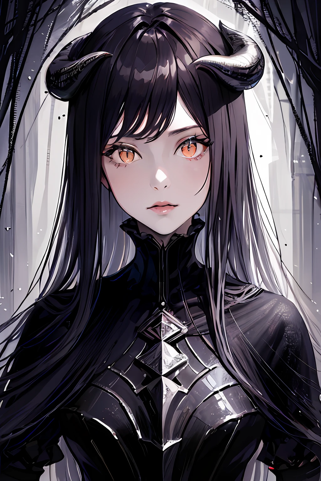 (masterpiece, top quality, best quality, official art, beautiful and aesthetic:1.2), cateyes,1girl, solo, armour, magic, light particles, upper body, extreme detailed, highest detailed, optical mixing, playful patterns, lively texture, unique visual effect, ((dark fantasy)), (darker colours:1.3), Ominous energy, eldritch Horror