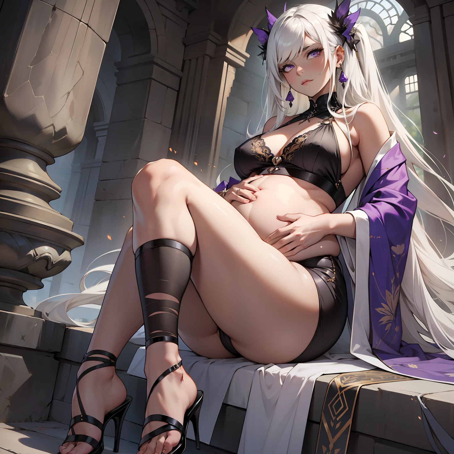 Yes, my mother has long, silky, white hair that flows down to her feet. She has deep, purple piercing eyes that are dark and brooding. She has a petite, delicate frame and is often seen dressed in fine fabrics.
My mother is not someone to be messed with. She is wise, powerful, and commands respect. She is the epitome of grace and beauty. Chubby, pregnant female