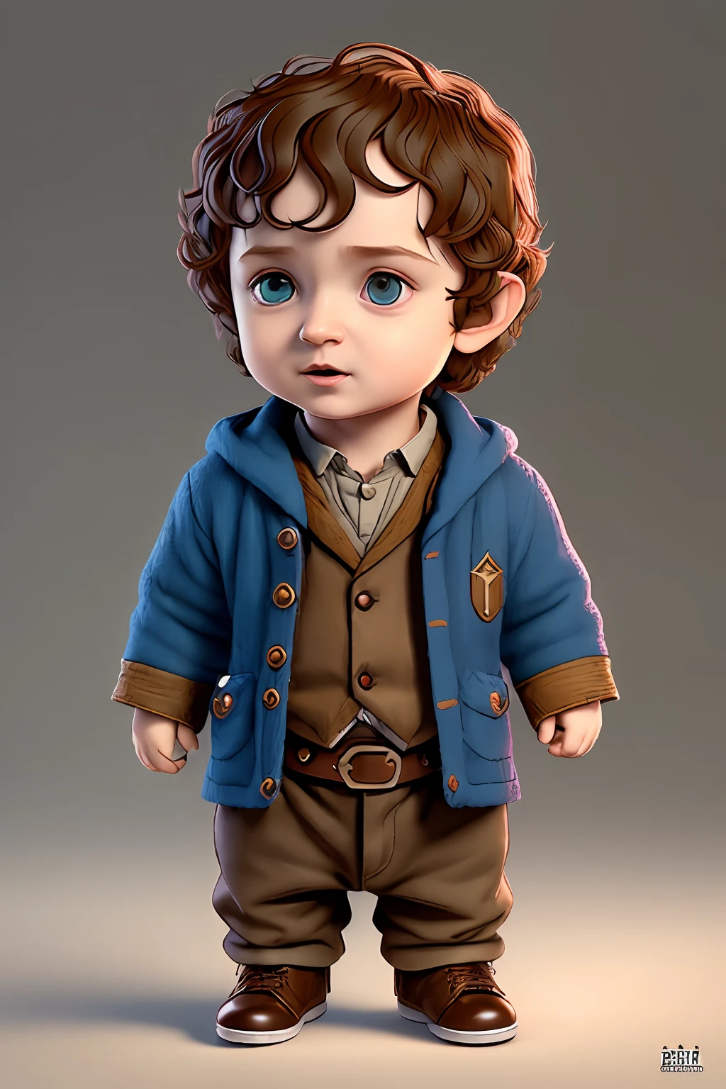 (CBZBB:1.25), Portrait of cutest illustration of baby frodo baggins by Elijah wood, art-station, .cgi_animation,