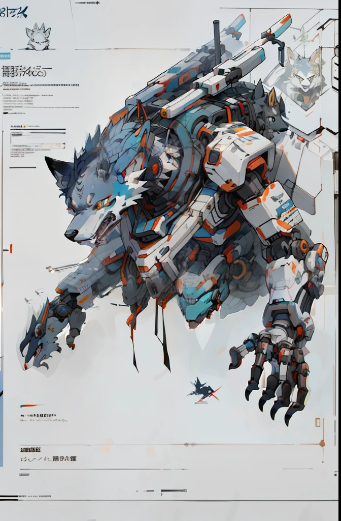 a close up of a drawing of a futuristic ship with a mechanical arm, good boy giant mecha wolf hound, mecha animal, mechanized art concept, krenz cushart and wenjun lin, giant anime mecha, medical mecha canine, wolf armor mech, zoids art, mechanical paw, anime mecha aesthetic, cool mecha style