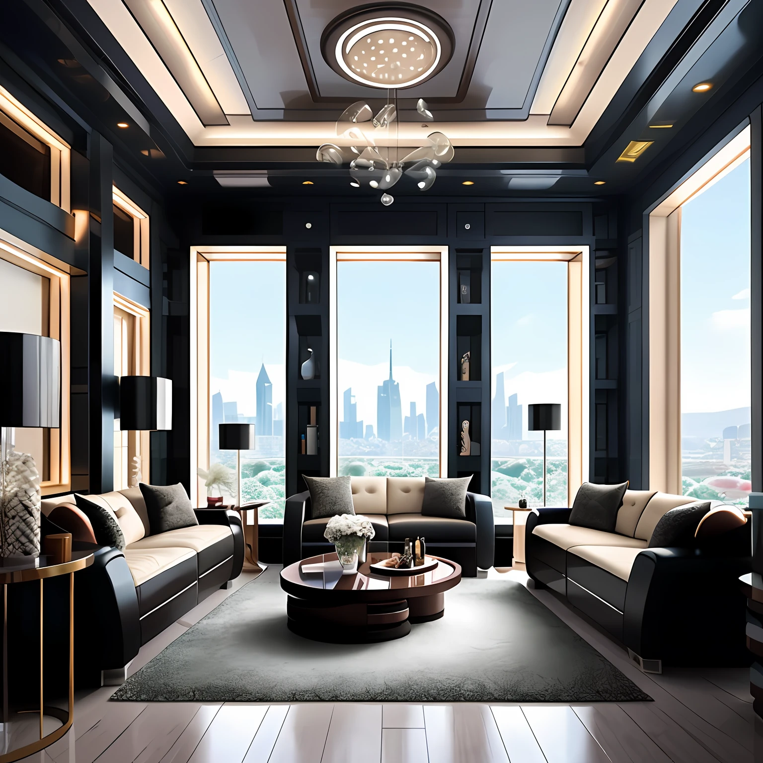 futuristic architectural digest photo of a (cozy upscale)++ (nutella chocolate chip milkshake deco oreo creme futurism)+ bedroom