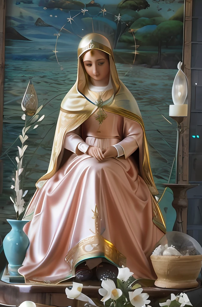 (((Blessed Virgin Mary))) Obra maestra, (La mejor calidad: 1.2), (super fine: 1.2), illustration, (extremadamente delicado y hermoso: 1.2), movie angle, flotante, (Hermoso ojo de detalle: 1.1), (detalle luz: 1.1), Movie Lights, Cielo delicado, ojos azules, (Cola de caballo alta: 1.1), capa, ojuelos, (luna: 1. 2), (Luz de la luna: 1.1), cielo estrellado, (light particles: 1.1) dibujo, flor. (Obra maestra), (La mejor calidad), (fotorrealista:1.3), 8k, Textura detallada de la piel, Textura detallada de la tela, Hermosa cara detallada, Detalles intrincados, Ultra detallado (cuerpo de cuerpo entero:1.2)