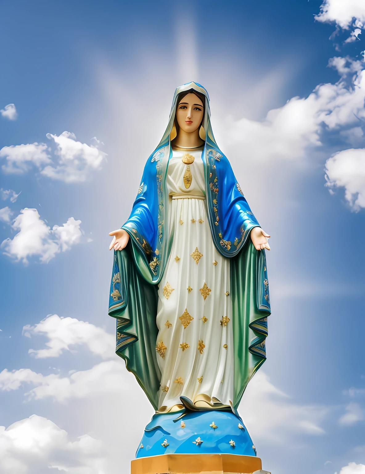 (((Blessed Virgin Mary))) Obra maestra, (La mejor calidad: 1.2), (super fine: 1.2), illustration, (extremadamente delicado y hermoso: 1.2), movie angle, flotante, (Hermoso ojo de detalle: 1.1), (detalle luz: 1.1), Movie Lights, Cielo delicado, ojos azules, (Cola de caballo alta: 1.1), capa, ojuelos, (luna: 1. 2), (Luz de la luna: 1.1), cielo estrellado, (light particles: 1.1) dibujo, flor. (Obra maestra), (La mejor calidad), (fotorrealista:1.3), 8k, Textura detallada de la piel, Textura detallada de la tela, Hermosa cara detallada, Detalles intrincados, Ultra detallado (cuerpo de cuerpo entero:1.2)