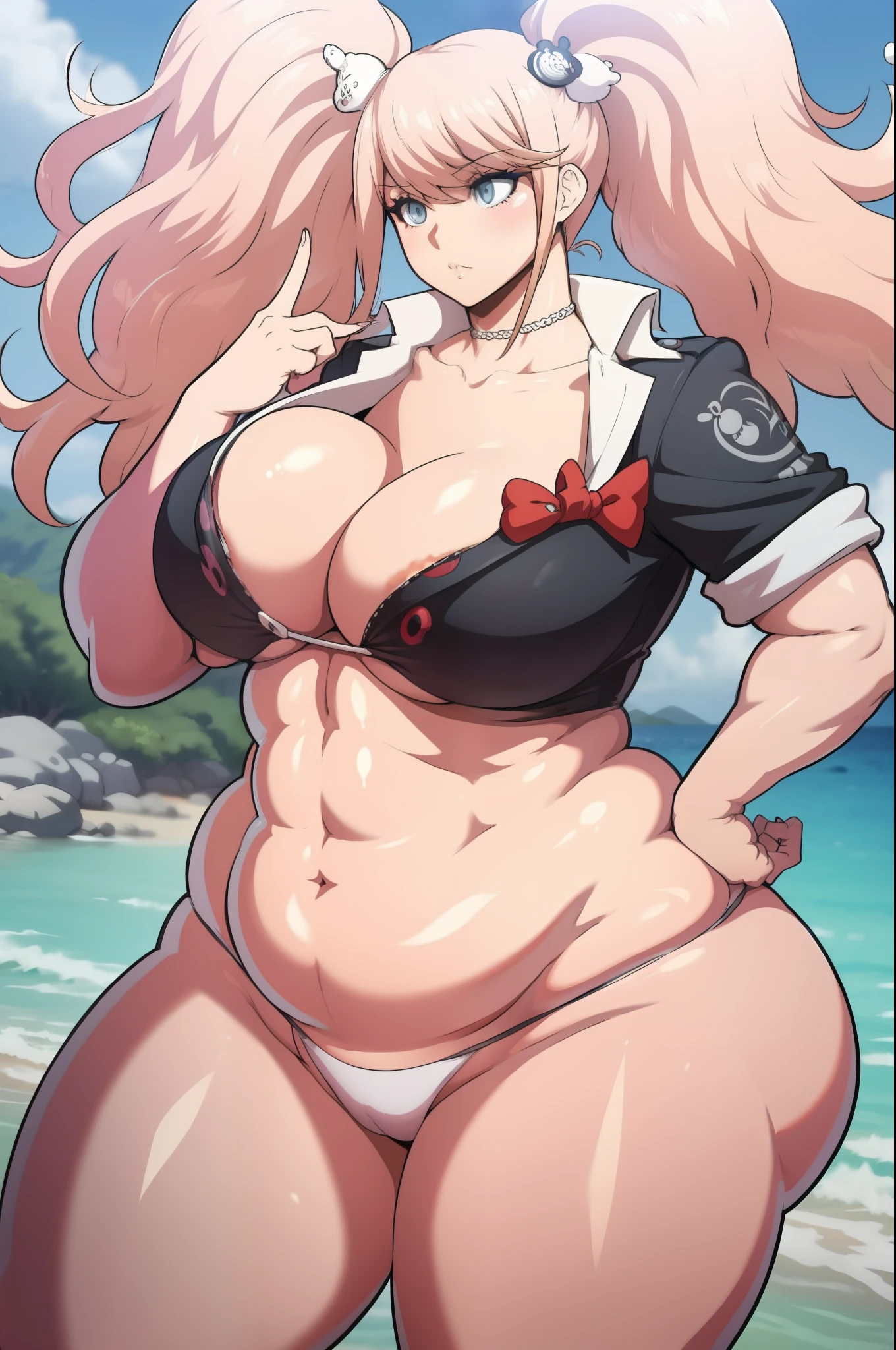 enoshima juno, curvy, huge breast, chubby, milf, bikini