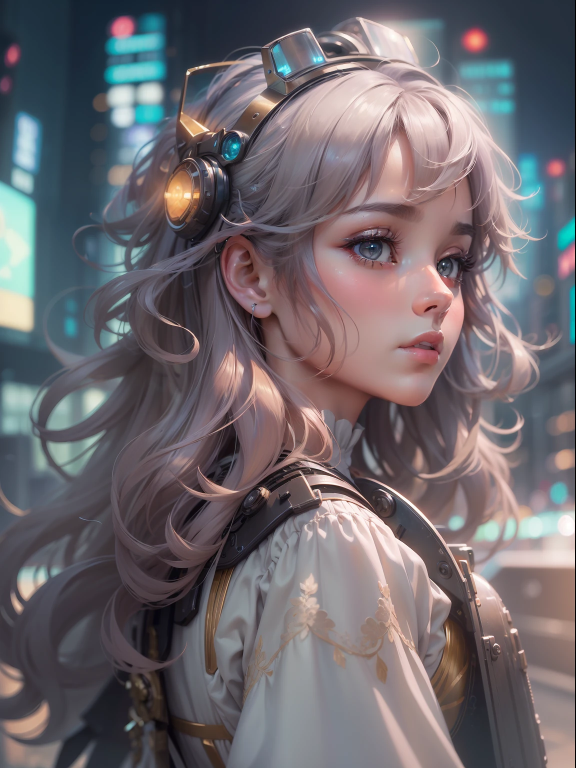 (((masterpiece)))、(((top-quality)))、((ultra-definition))、(High Definition CG Illustration)、((extremely delicate and beautiful))、City of the Future、Cinematic Light、独奏、full body Esbian、cyberpunked、2040s、animesque、Dreamy Princess Girl、Girl with a shearing hairstyle、trending on artstationh、Rachel Walker、