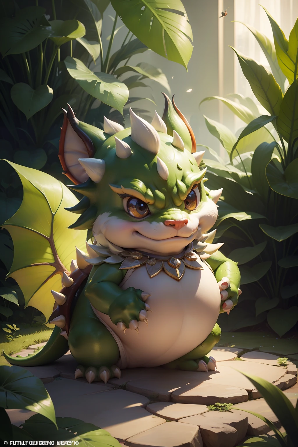 Title: "Bowser's Floral Adventure"
Description: In this image, we see Bowser bebé, the lovable dragon from the Mario Brothers movie, playing with some carnivorous plants in a vibrant and lush environment. The scene is set against a bright and sunny background, with soft lighting that highlights the texture and detail of the characters and surroundings.
Bowser bebé is depicted as a curious and playful little dragon, with big round eyes and a sweet expression on his face. He is surrounded by a group of colorful and exotic carnivorous plants, each one unique and intricate in its design. The plants seem to be responding to Bowser's presence, reaching out towards him with their tendrils and leaves as if trying to grab his attention.
One of the plants has a particularly striking appearance, with petals shaped like tiny teeth and a long, winding stem that wraps around Bowser's arm like a vine. Another plant has leaves that resemble delicate wings, fluttering gently in the breeze as if they were alive.
The overall atmosphere of the image is one of whimsy and wonder, with a touch of mischief and playfulness. We can almost hear the sound of Bowser giggling and chirping as he explores the world of these strange and fascinating plants.
In terms of style, I would suggest aiming for a highly detailed and realistic approach, with a focus on capturing the texture and depth of the characters and environments. You could use a combination of traditional and digital media to create a rich and layered look, with plenty of subtle colors and shading to bring the scene to life.