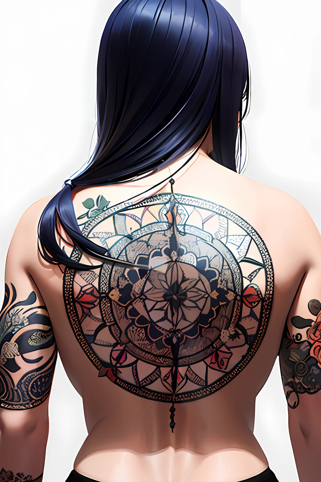 (obra-prima, qualidade superior, melhor qualidade, arte oficial, beautiful and aesthetic: 1.2), 1menina, tatuagem, solo, roupas japonesas, ornamento de cabelo, desembainhamento, cabelo preto, bainha, tatuagem nas costas, olhos azuis, fora do ombro, ombros nus, looking behind, from behind, flor, olhando para o espectador, segurando, maquiagem,
Interior a geometric minimalist wolf forming a strings of dream catcher tattoo