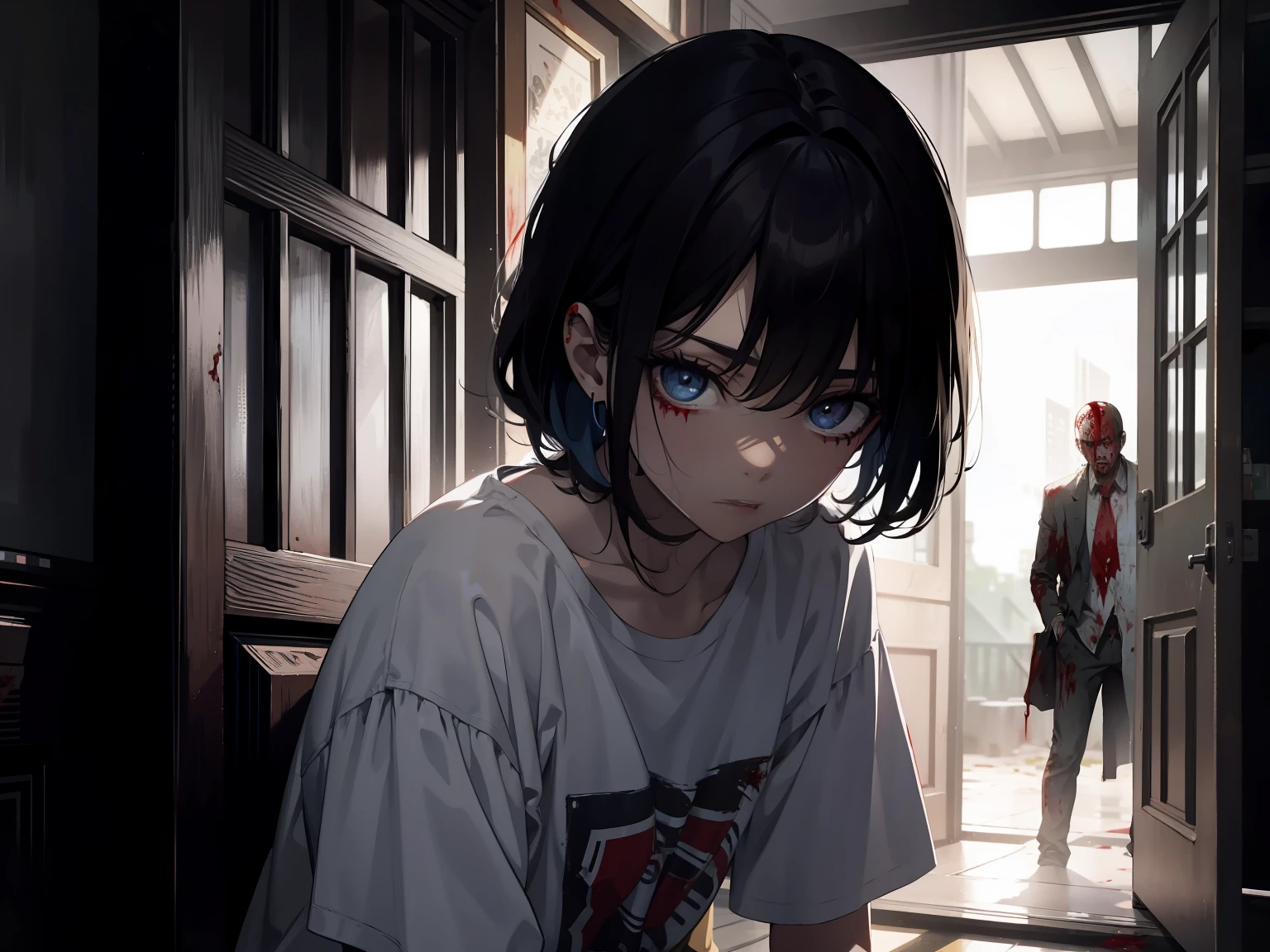 Zombies covered in blood,
