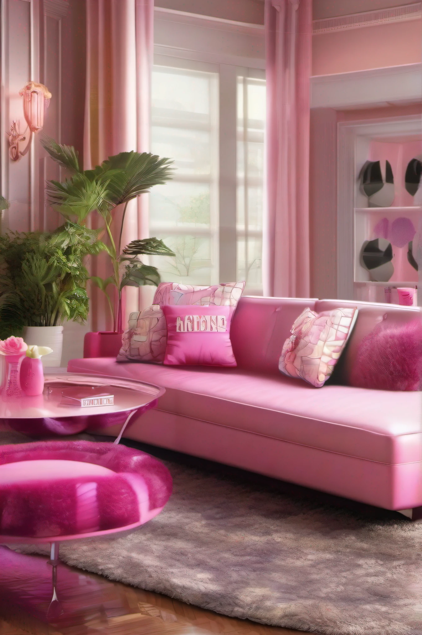 Barbie style Modern Living Room Design