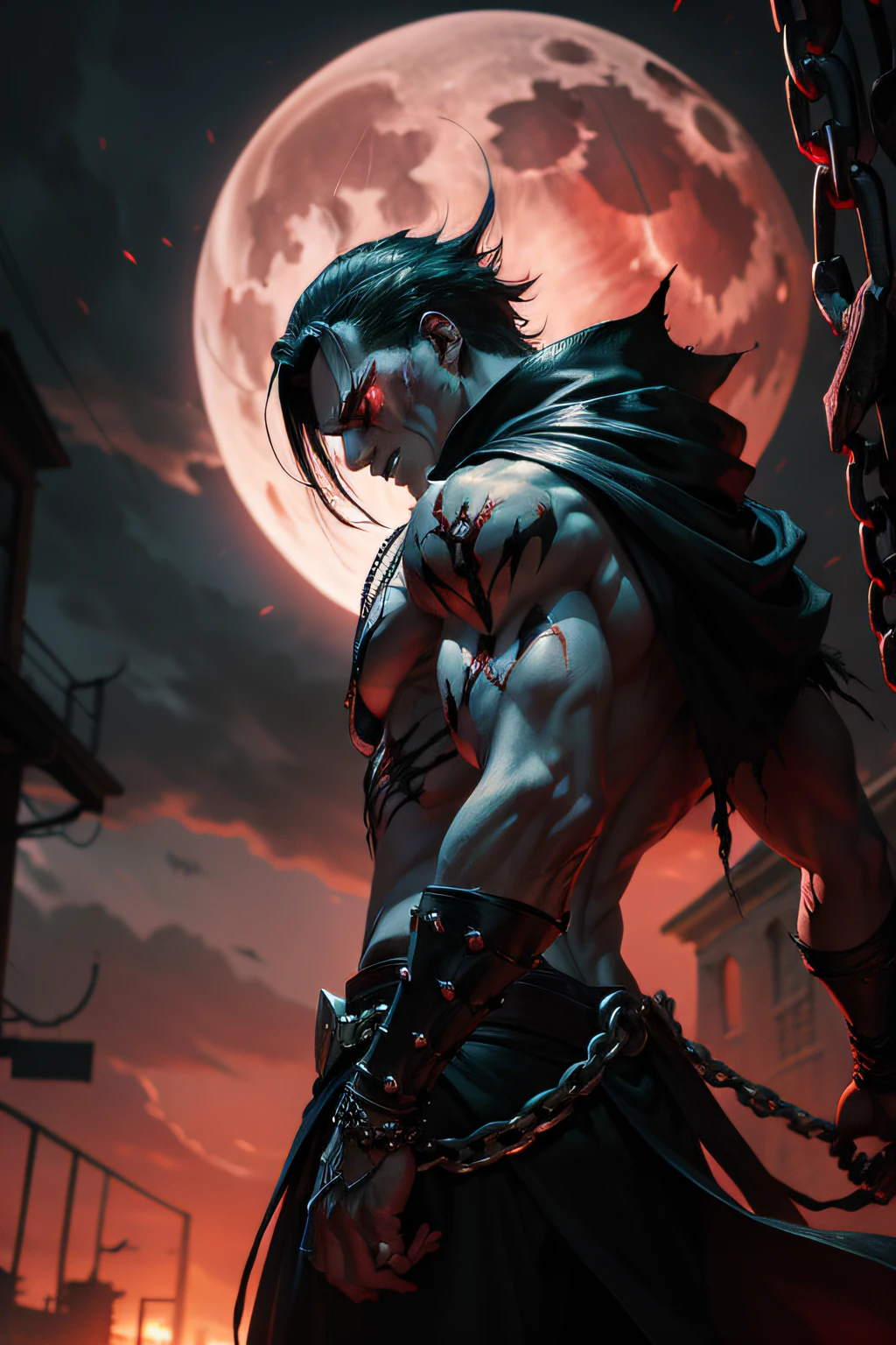 Under the crimson moon, Spawn emerges from the shadows, wielding his hellish chains. Demons scatter as he seeks justice, torn between his dark past and the hope to redeem humanity from its own sins.