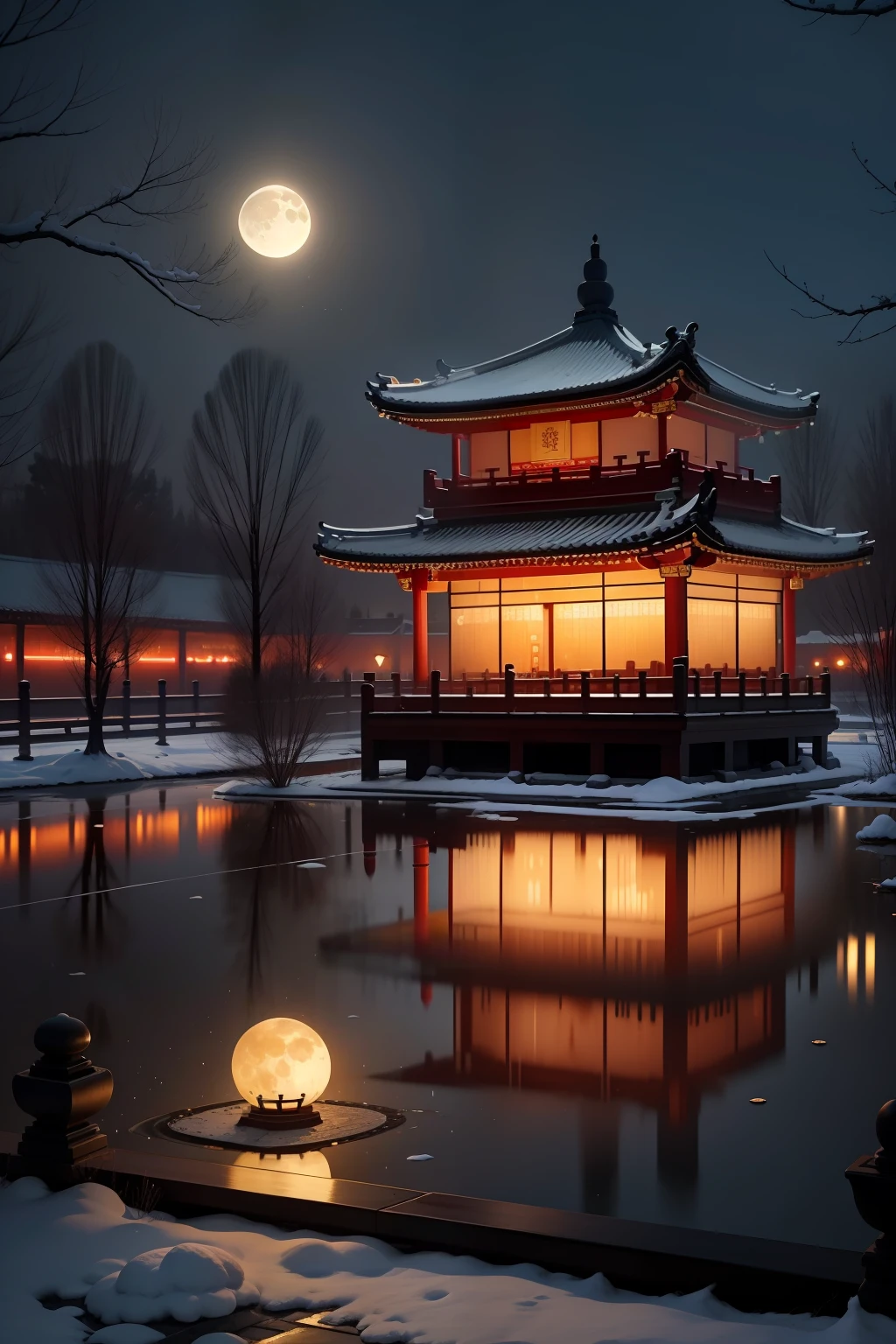 Best quality at best,tmasterpiece,(fidelity:1.2),China-style,Garden style,According to ancient poetry:The moon is falling and the sky is full of frost,Jiang Feng was sleeping。
Hanshan Temple outside Gusu City,Midnight to the passenger ship。,4 pictures。