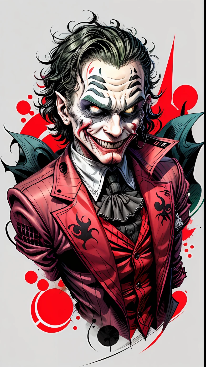 joker in the style of 0mib, illustrator, masterpiece, high quality, 8k, high resolution, high detailed, smile