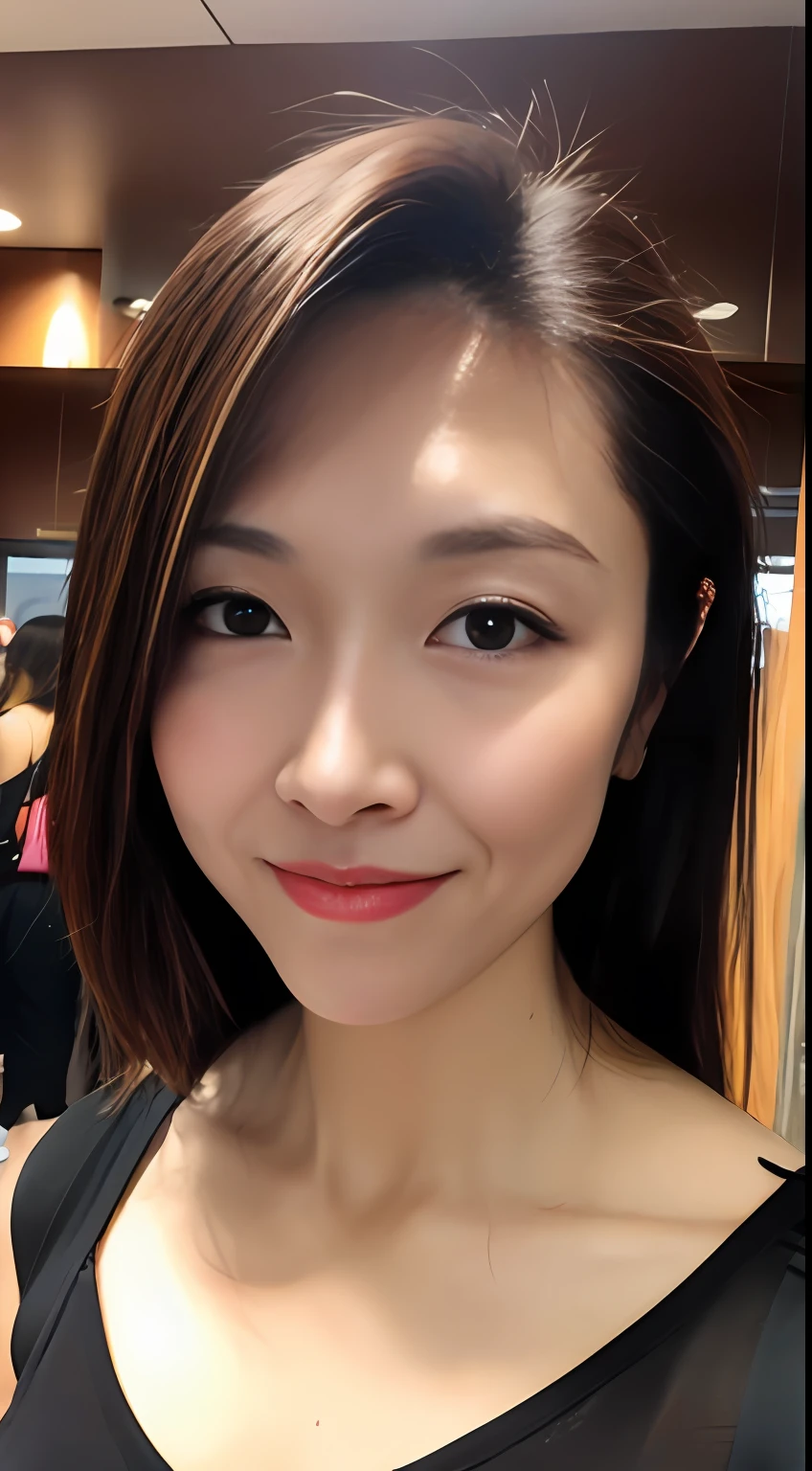 being thin，Small dairy，Areola，Nipples stand up，perfect boobs，Beautiful middle-aged woman，Long face and full body photos。Wearing a sheer silk camisole vest，Clothes were soaked with rain，The background is a lively bazaar with realistic art style，Top image quality，A high resolution，8k，（Clear face），（Detailed face description），（tmasterpiece），（exquisite CG），Fairer skin，oilly skin