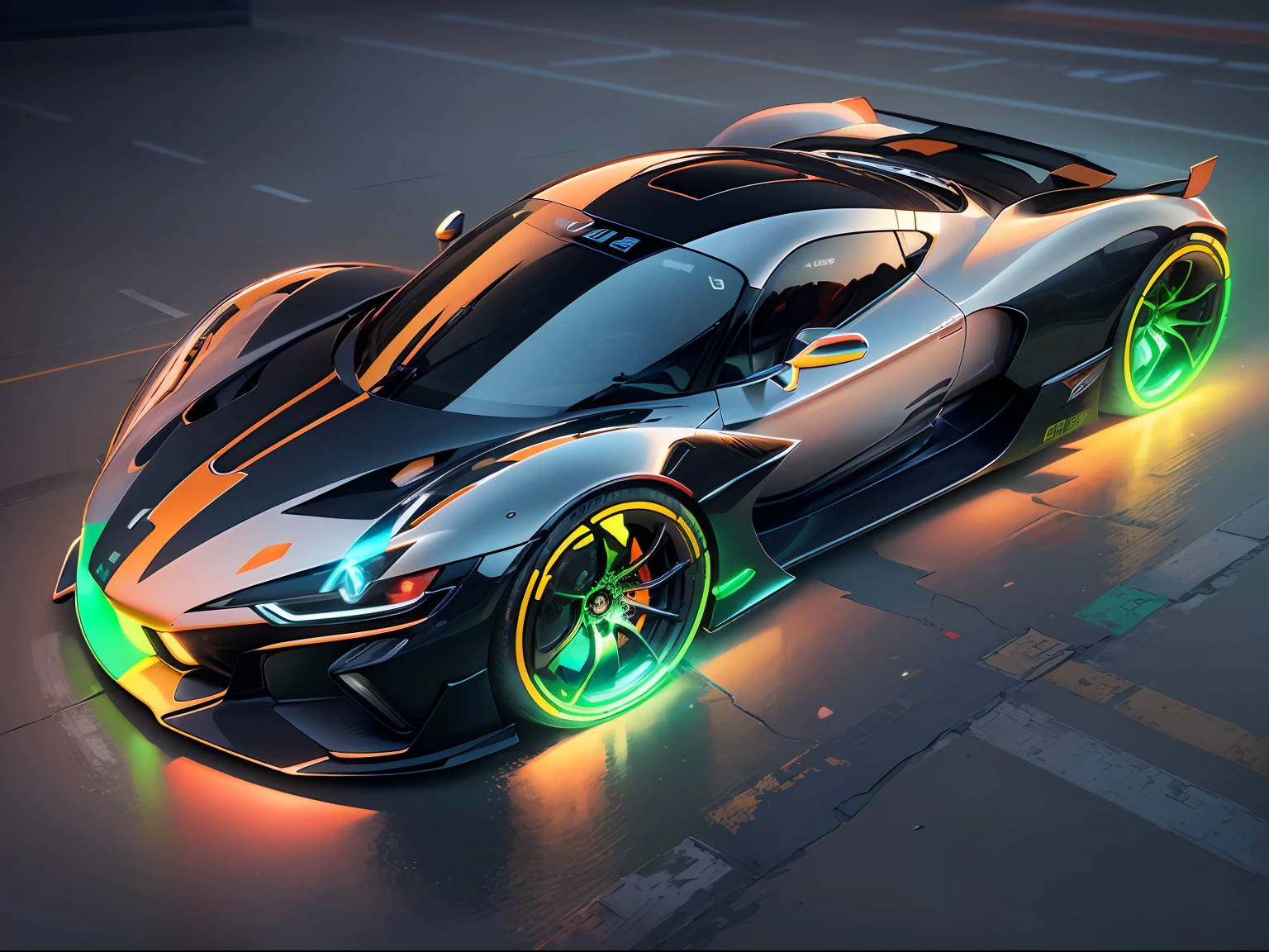 (1 transparent sports car on gorgeous city streets)，Color transparent plastic，cyber punk perssonage，industrial design，streamlined line design，Sophisticated body structure，cleanness，(((Transparent visual impact)))，(((Brilliant neon lights)))，white backgrounid，ultra-realistic realism，hyper HD，high detal，best qualtiy，4K