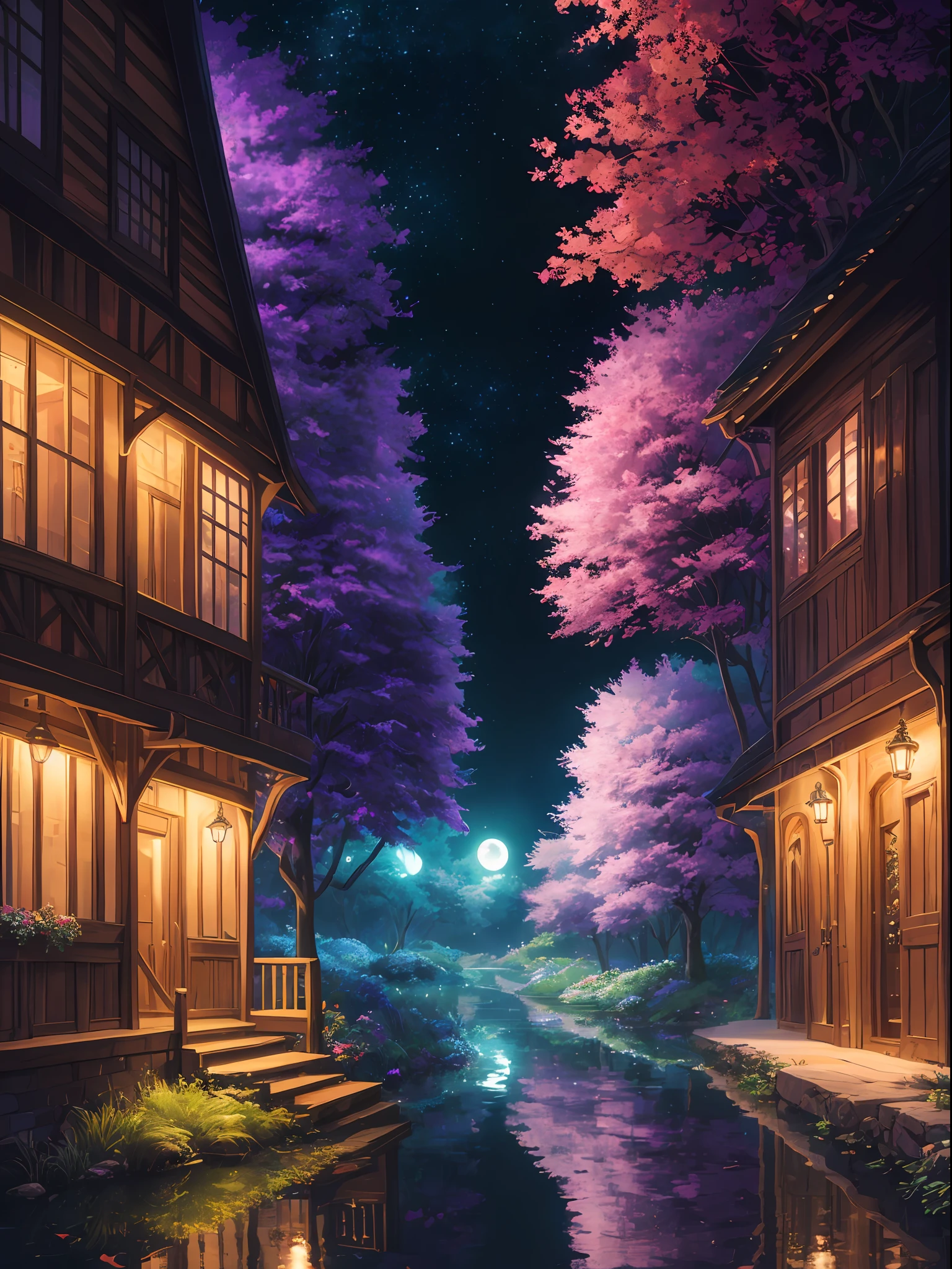 (ultra-detailed CG unity 8k wallpaper, masterpiece, best quality, depth of field, HDR, intricate), (no human), forest, night, luminescent, fluorescent plants, shades of purple, floating jellyfish, jellyfishforest, sparkles, glitter, light particles, wallpaper, best quality, extremely detailed, extremely delicate and beautiful, vibrant colors, vivid colors, scenery, sharp focus, best quality, masterpiece, illustration, intricate details, best lighting, depth of field, ultra high resolution, moonriver