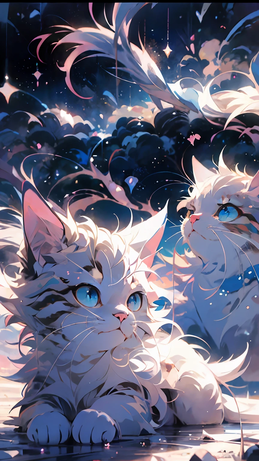 anime cat with blue eyes and stars in the background, anime cat, anime visual of a cute cat, realistic anime cat, cute detailed digital art, anime art wallpaper 4 k, anime art wallpaper 4k, very very beautiful furry art, beautiful anime catgirl, very beautiful anime cat girl, 4 k manga wallpaper, cute anime catgirl, anime art wallpaper 8 k
