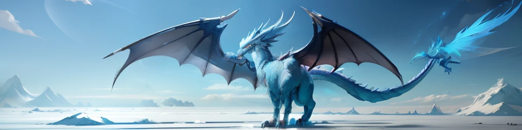 Ice dragon bipedal wyvern with two wings and a long tail(2~4 dragons)
