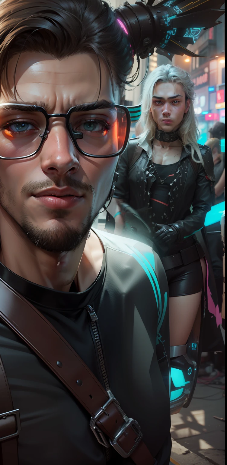 cyberpunk, handsome boy, realistic face, 8k, ultra realistic,beautiful girl realistic face