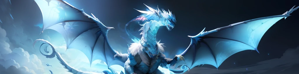 Ice dragon bipedal wyvern，It has two wings and a long tail（2~4 dragons）