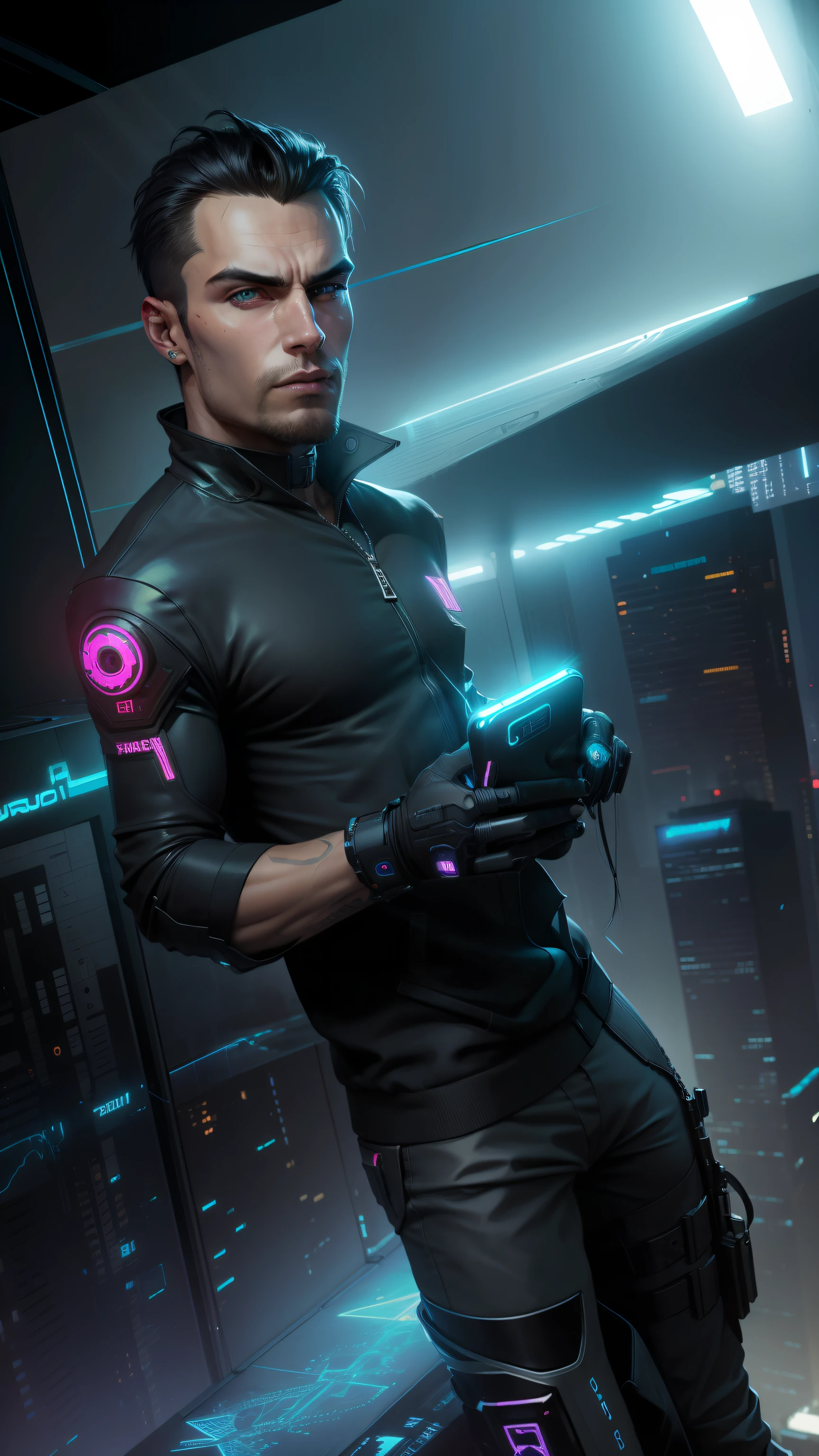 Change background cyberpunk handsome