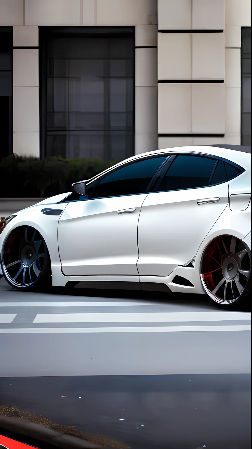 Create a futuristic white Hiunday Elantra