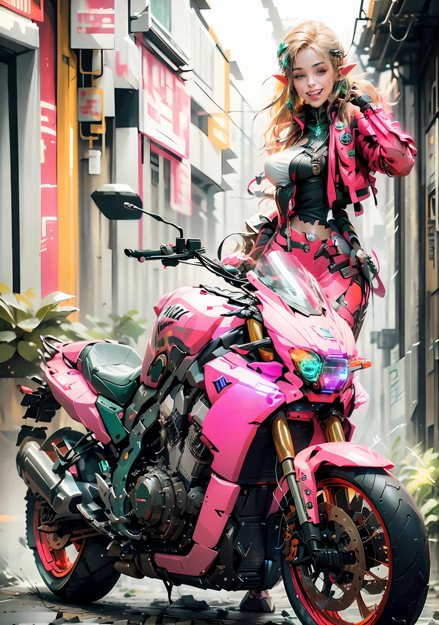 Cyberpunk coat，Half-mech，glittery