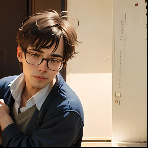 There is a man with glasses, 2 7 years old,Leisurely Taken in the 20th year of the 20th century